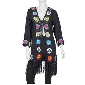 TAMSY corcht comono cotton blend black multi color size large summer, ca…